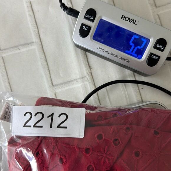 Knox Rose Shirt Womens Large Button Down Blouse Top Puff Sleeve Eyelet Lace Red - Picture 11 of 11